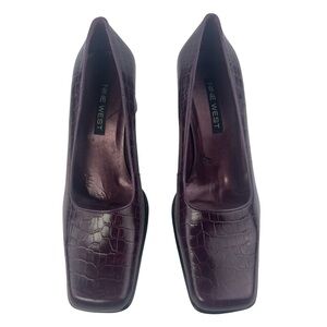 Nine West Women’s Dark Purple Croc-Embossed Leather Heels Y2K Size 7.5
